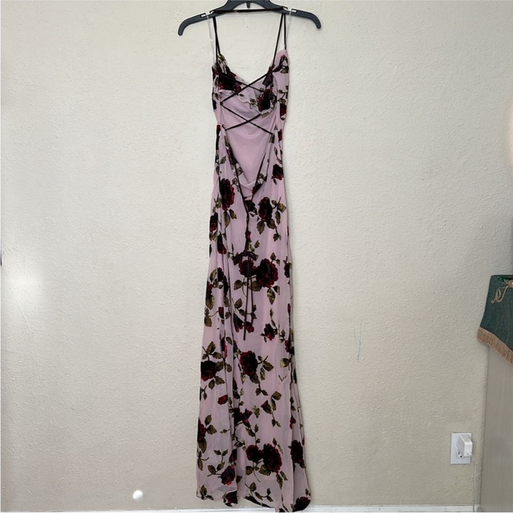 HOUSE OF CB 'Serena' Pink floral velvet Devore Maxi‎ Dress NWOT size S - Picture 5 of 16